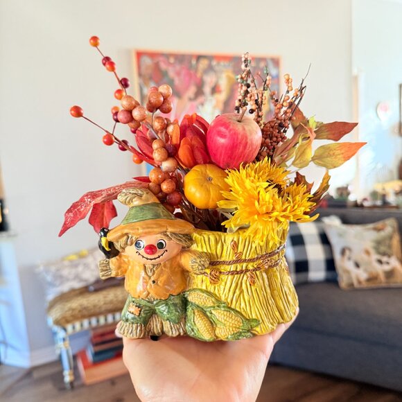 1950's Scarecrow and Wheat Head Vase/Planter Arrangement - Picture 15 of 15